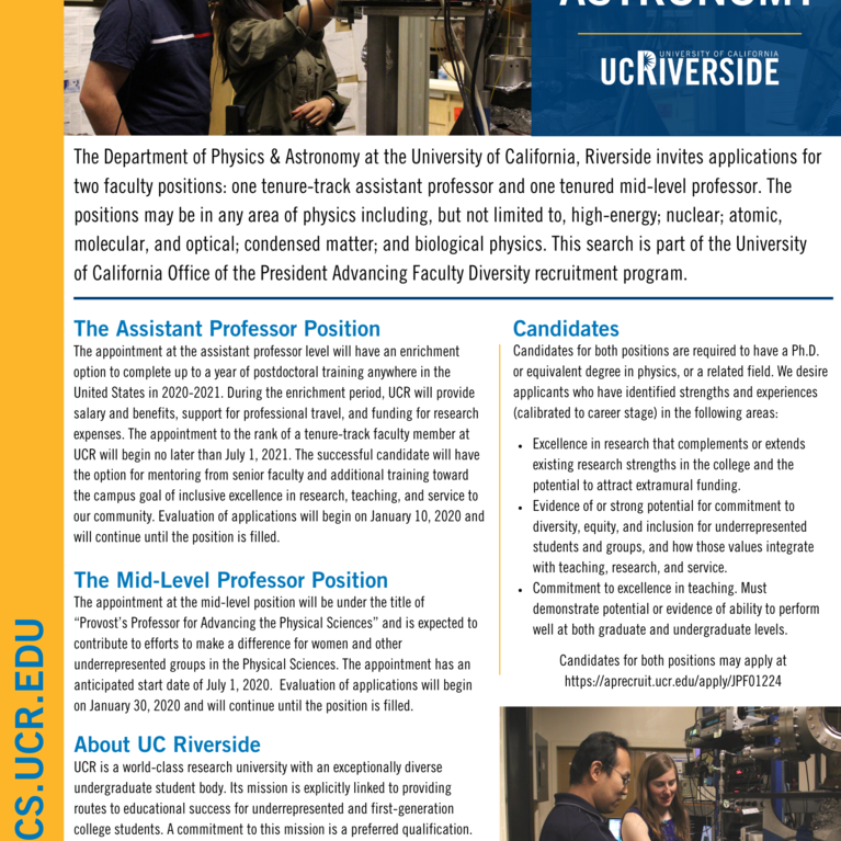 Physics Faculty Hiring Ad